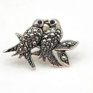 Vintage Avon Marcasite Birds brooch pin,  silver tone